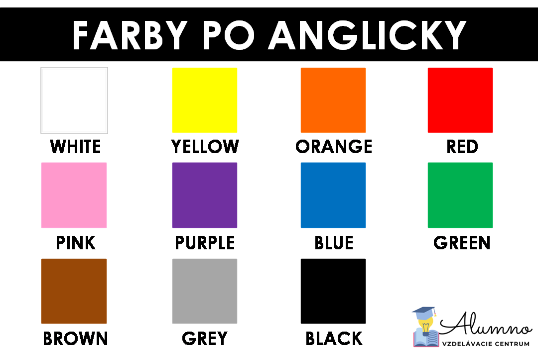 Farby po anglicky . Online pexeso zadarmo.